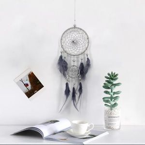 New Original silver gray dream catcher 2 ring Indian feather hanging art gifts